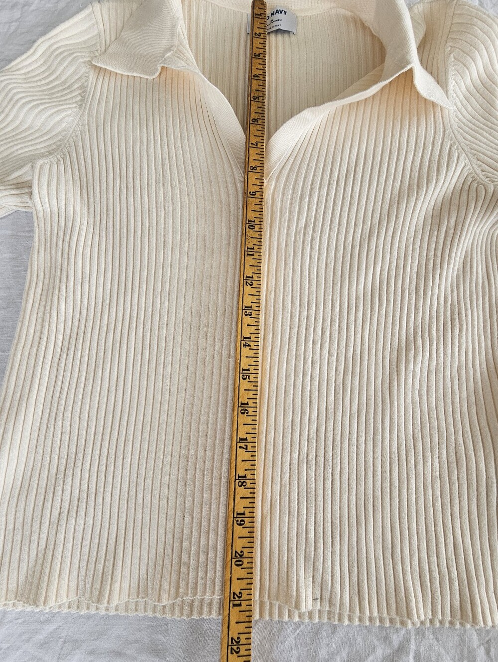 Old Navy Cream Ribbed Long Sleeve Polo Sweater Size XL - Picture 4 of 5